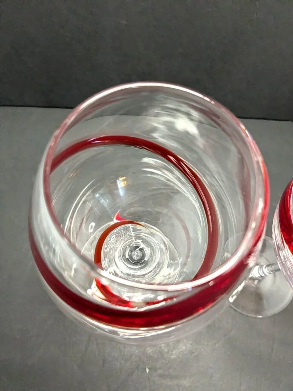 Pier 1 Red Swirline Balloon Wine Glasses Set Of 2 8.5